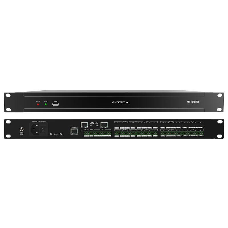 Dante 8 i 8 Out Network Audio Processor
